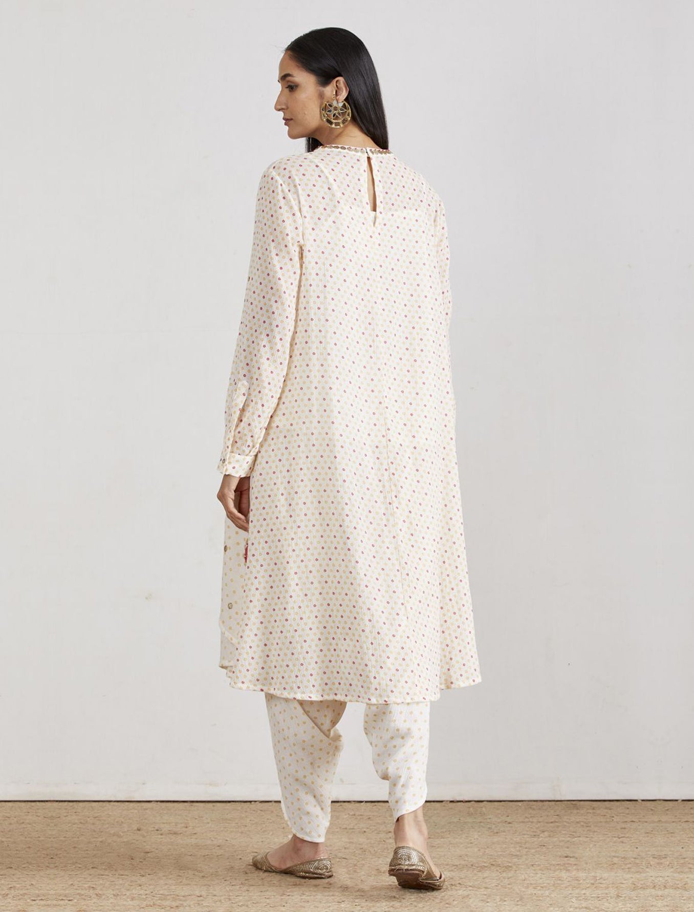 IVORY EMBROIDERED TUNIC & DHOTI PANTS