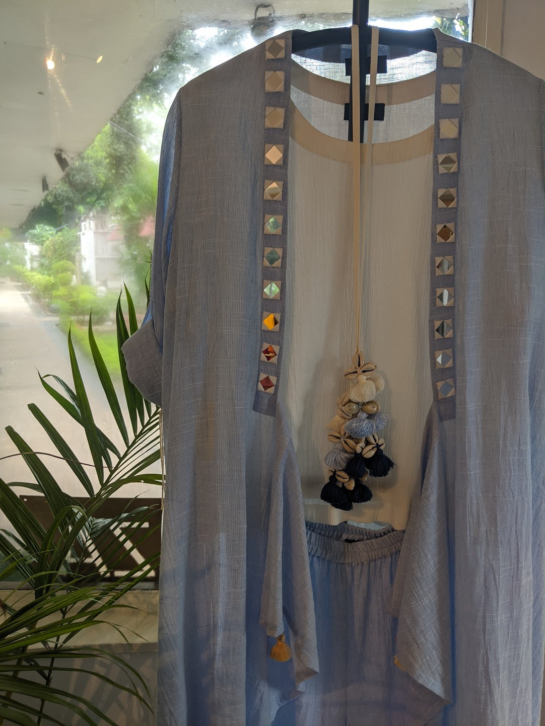 CHAMBRAY OVERLAY & TASSEL NECKLACE