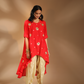RED EMBROIDERED TUNIC SET